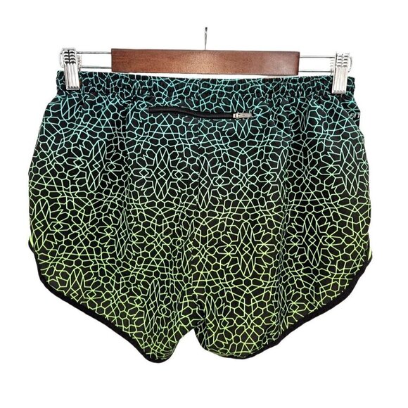 Nike Tempo Running Shorts Womens Medium 6 ? Zip Pocket Ombre Neon Yellow Green - Picture 2 of 7
